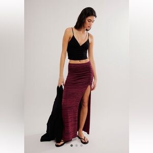 NWT Free People Peak Show Maxi Skirt Size Medium Earth Red Combo
